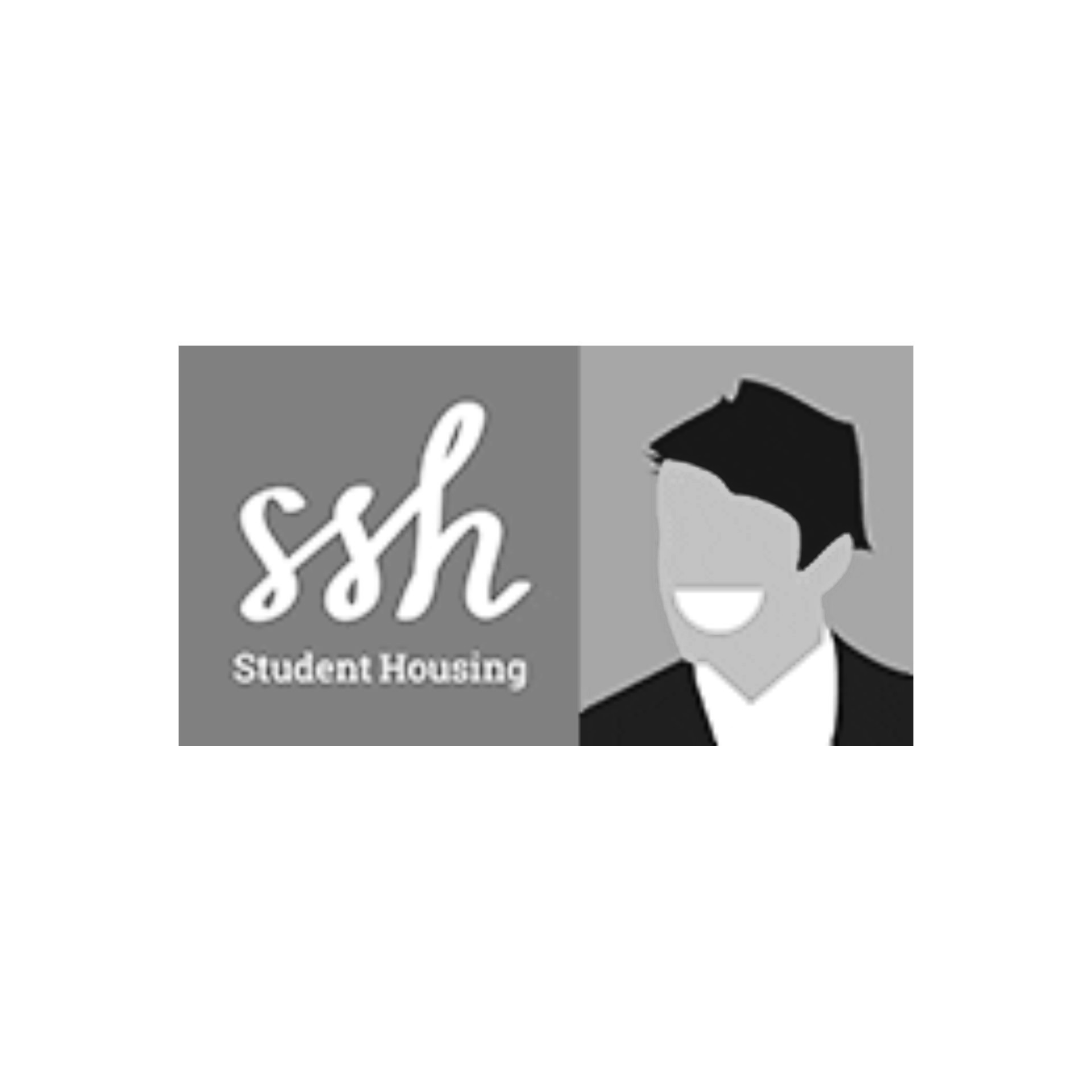 Een zwart-wit logo voor ssh studentenhuisvesting
