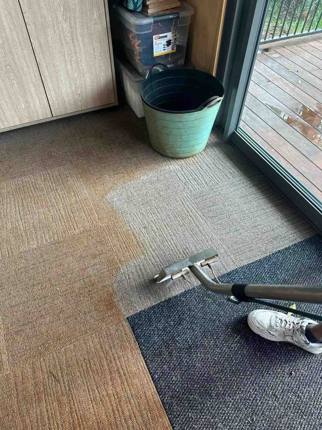 A Person is Cleaning a Carpet With a Vacuum Cleaner — Doobies Cleaning Service in Kempsey, NSW