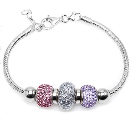 bracciale con charm viola in argento a Milano Pb925 SilverType