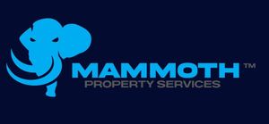 The logo for mammoth property services has a blue elephant on it.