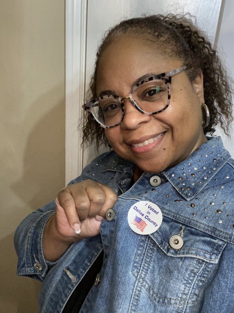 Woman in denim jacket with 