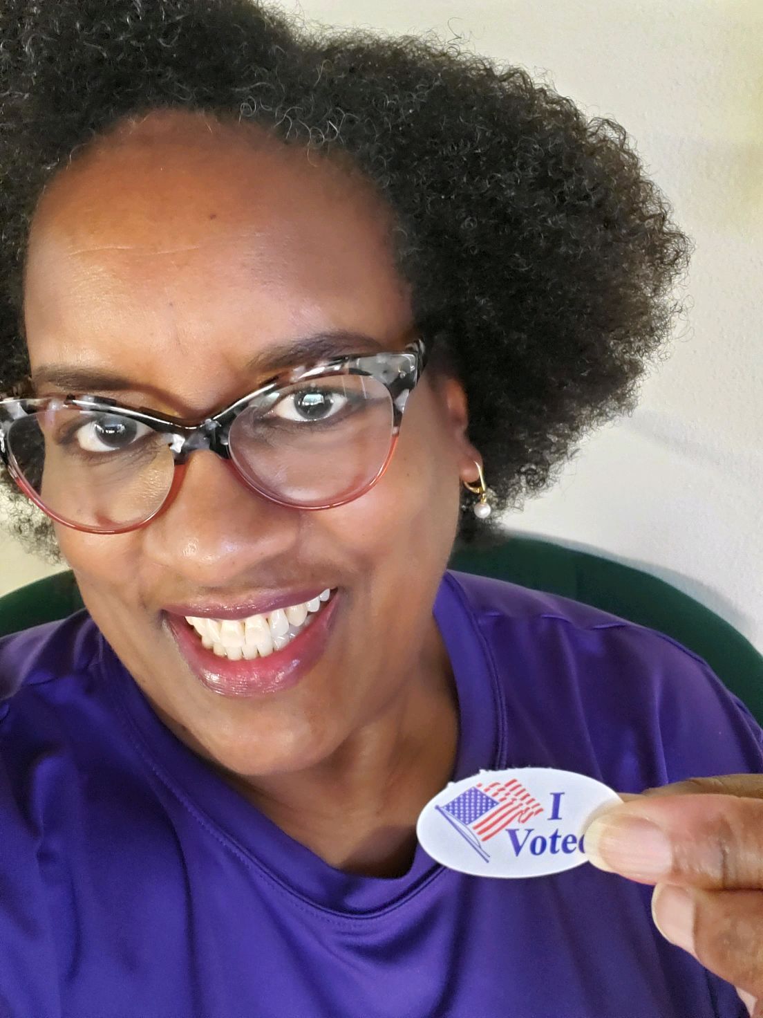 Woman in glasses with 