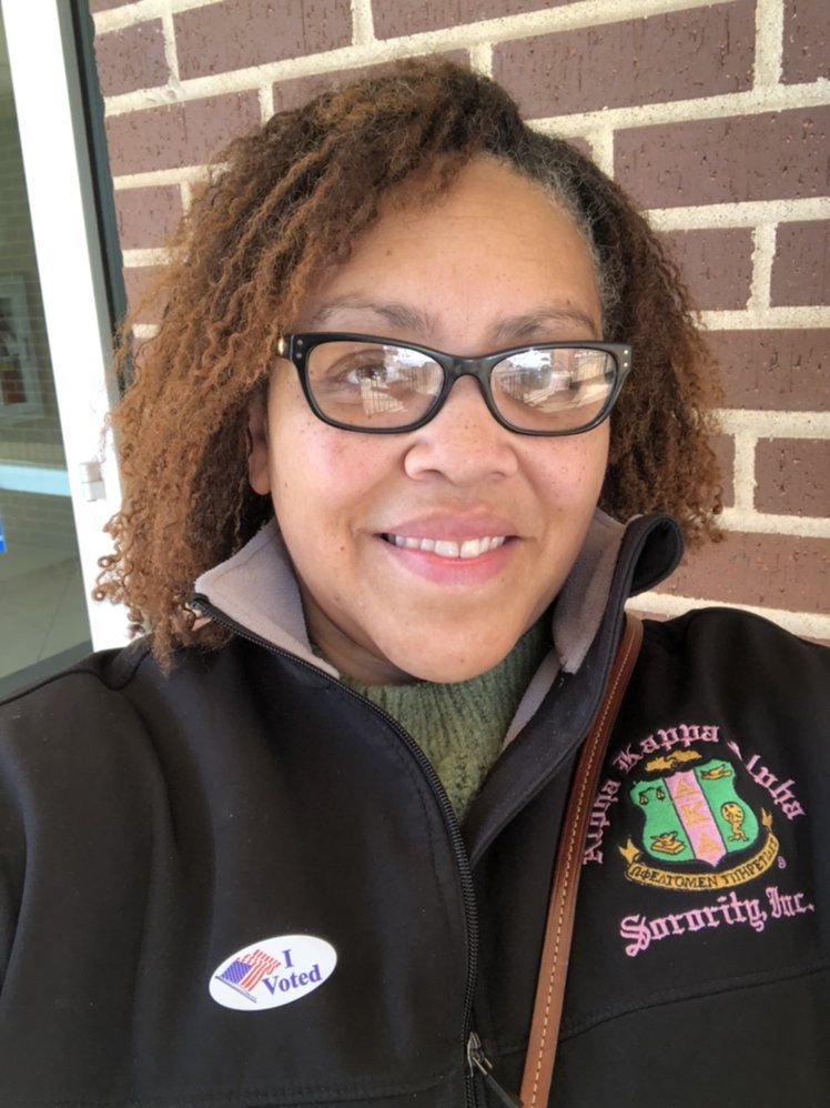 Woman in glasses with 