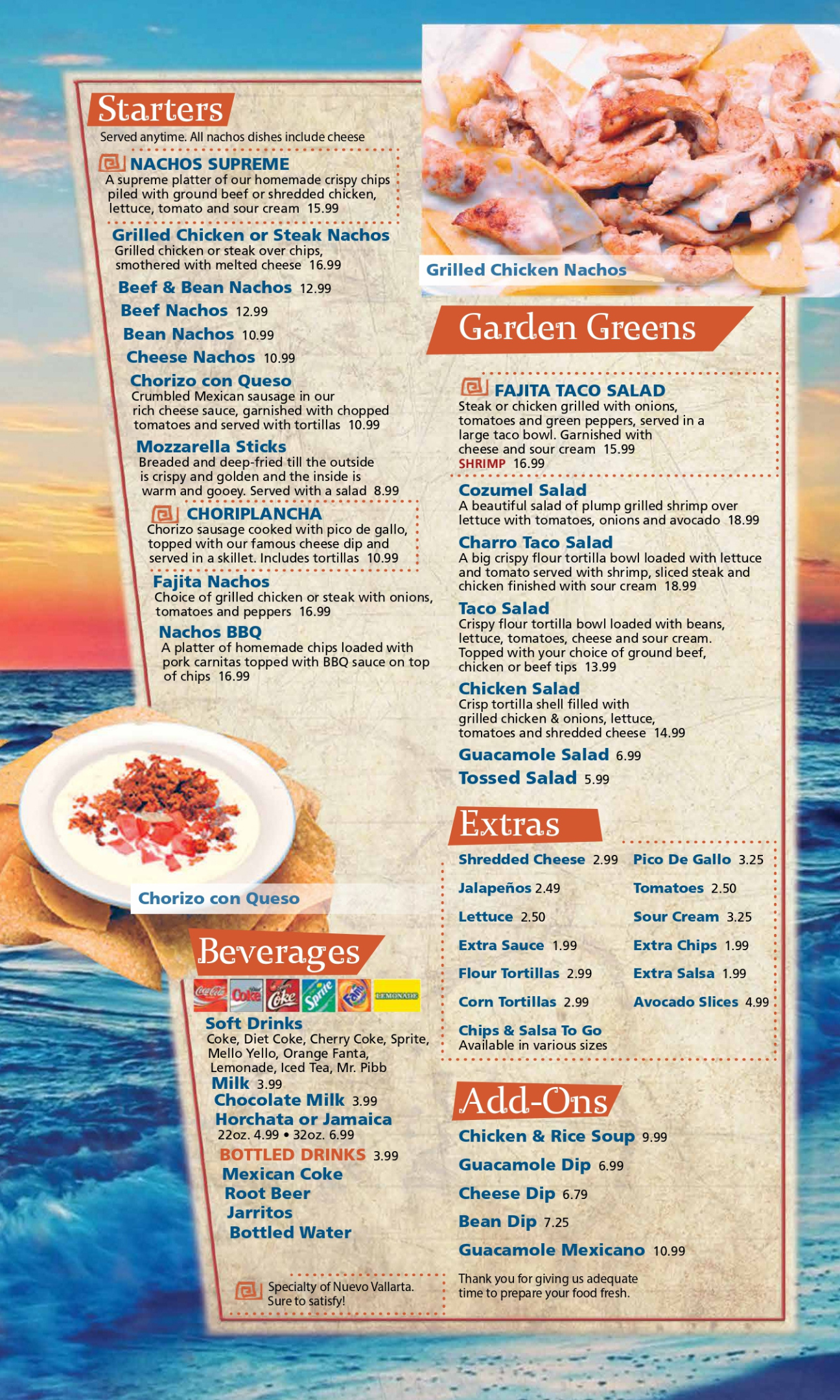 Menu Starters and Garden Greens