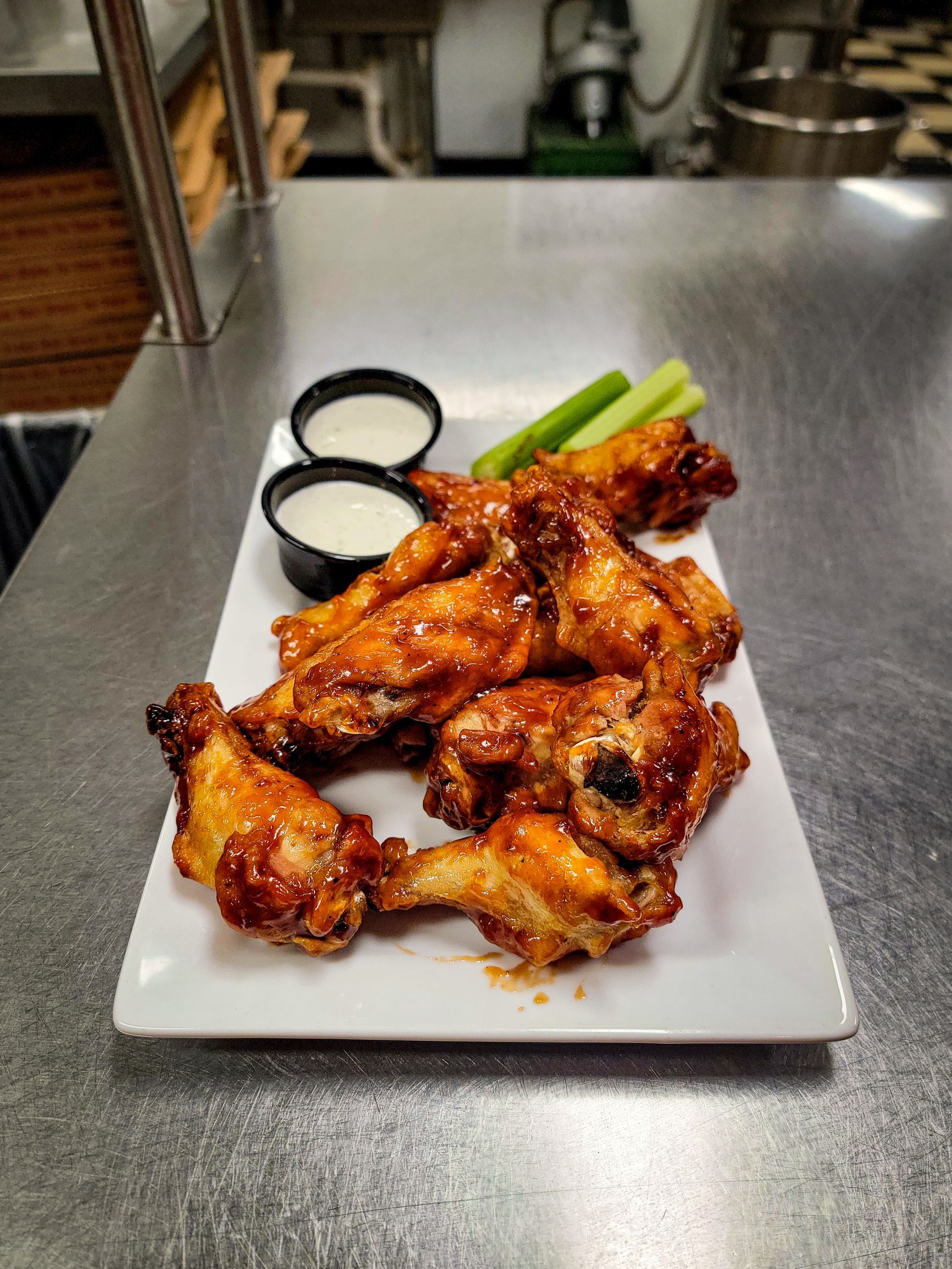 wings with dip and celery