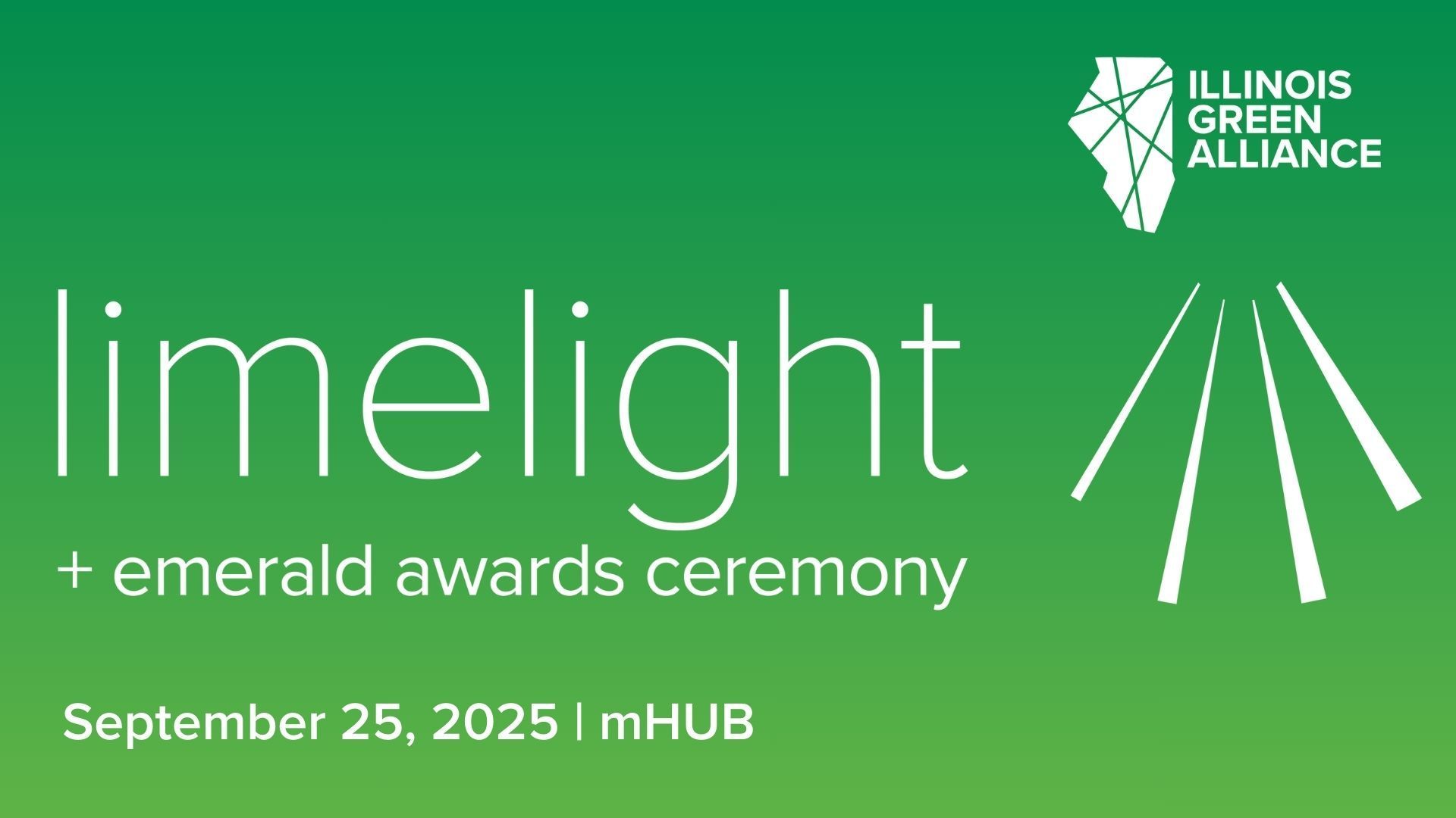 A green sign that says Limelight + Emerald Awards Ceremony