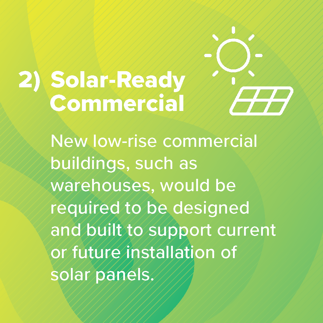 A picture of a solar ready commercial building on a green background.