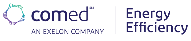The logo for comed energy efficiency an exelon company