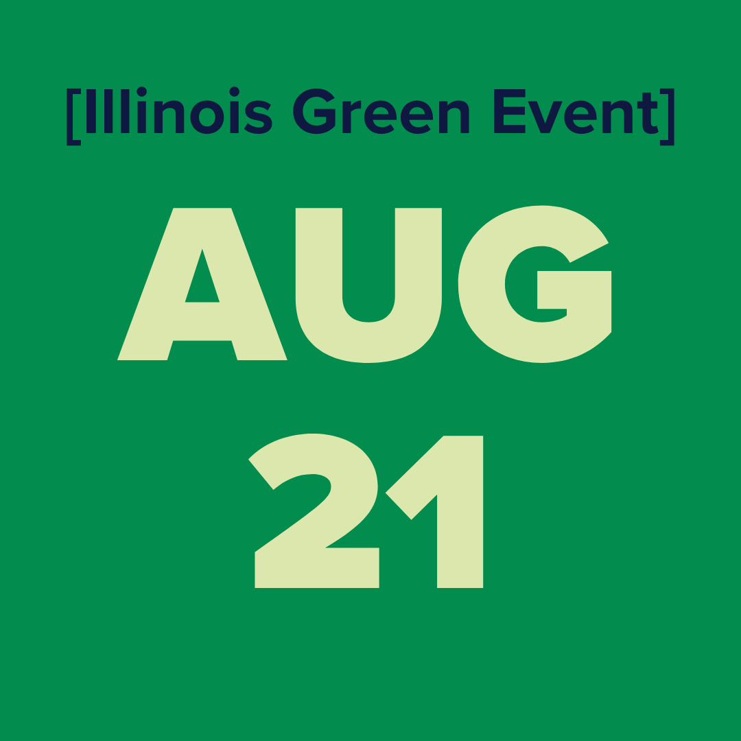 The logo for the illinois green alliance is a green map of illinois.