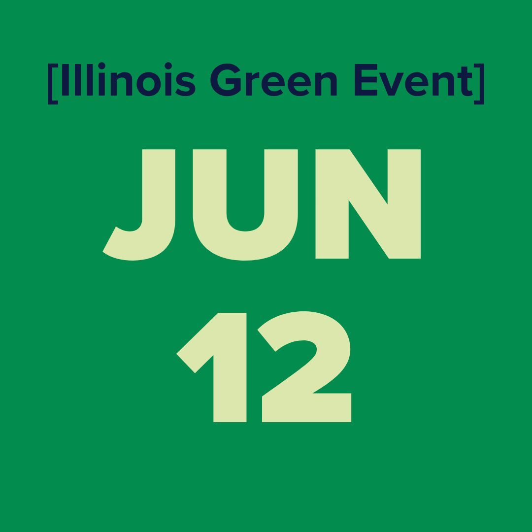 The logo for the illinois green alliance is a green map of illinois.