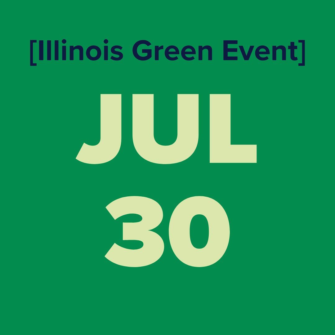 The logo for the illinois green alliance is a green map of illinois.