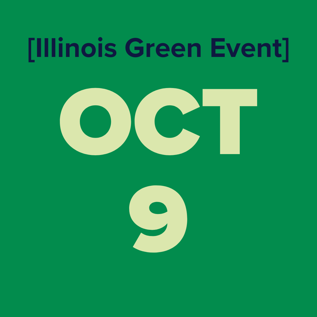 The logo for the illinois green alliance is a green map of illinois.