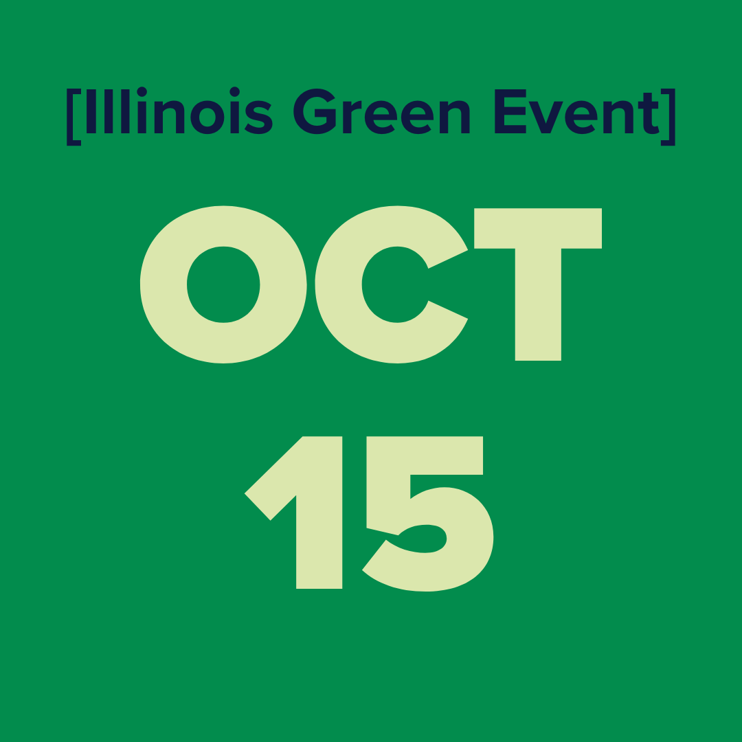 The logo for the illinois green alliance is a green map of illinois.