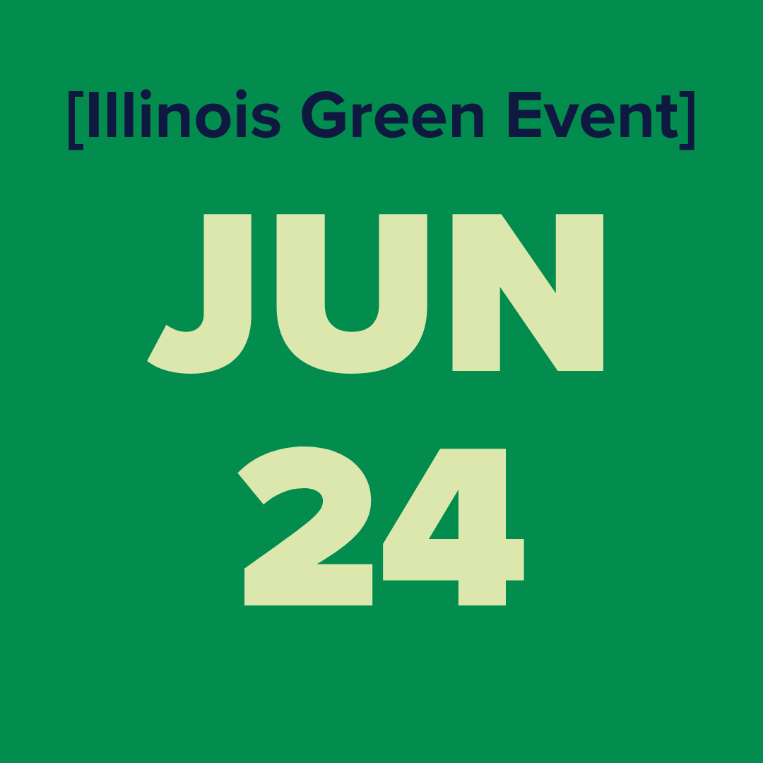 The logo for the illinois green alliance is a green map of illinois.