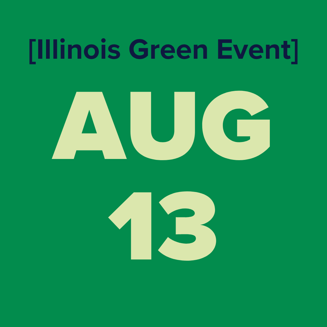 The logo for the illinois green alliance is a green map of illinois.