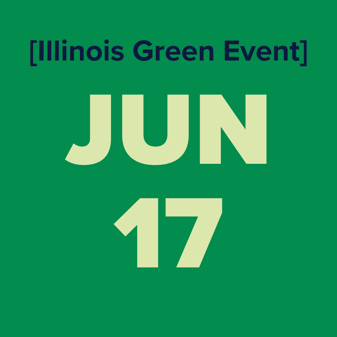 The logo for the illinois green alliance is a green map of illinois.