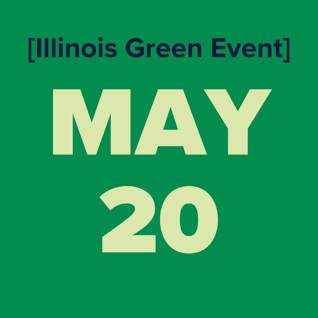 The logo for the illinois green alliance is a green map of illinois.