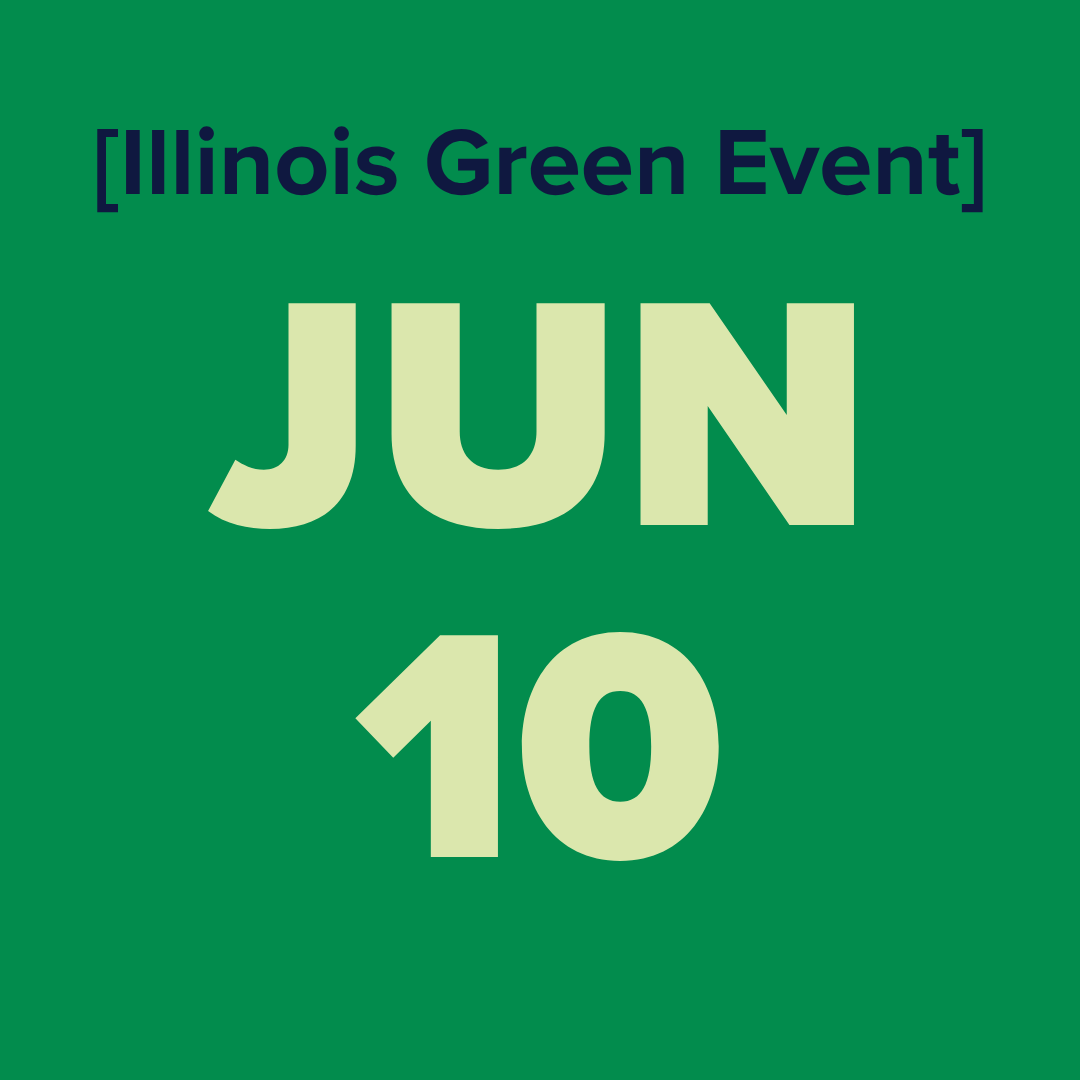 The logo for the illinois green alliance is a green map of illinois.