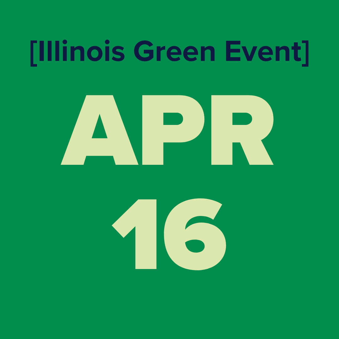 The logo for the illinois green alliance is a green map of illinois.