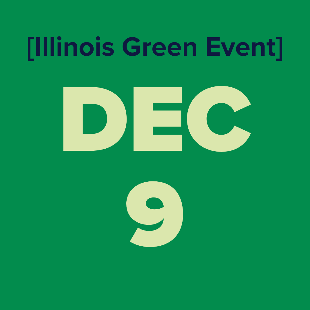 The logo for the illinois green alliance is a green map of illinois.