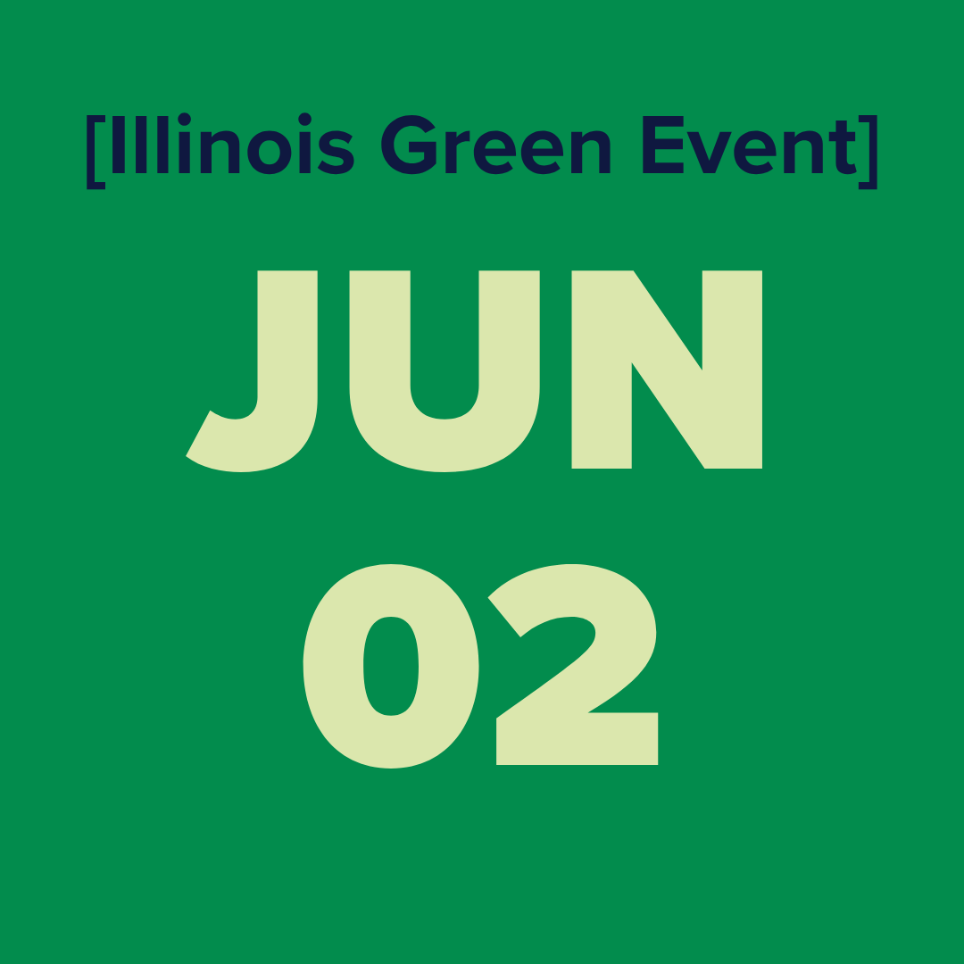 The logo for the illinois green alliance is a green map of illinois.