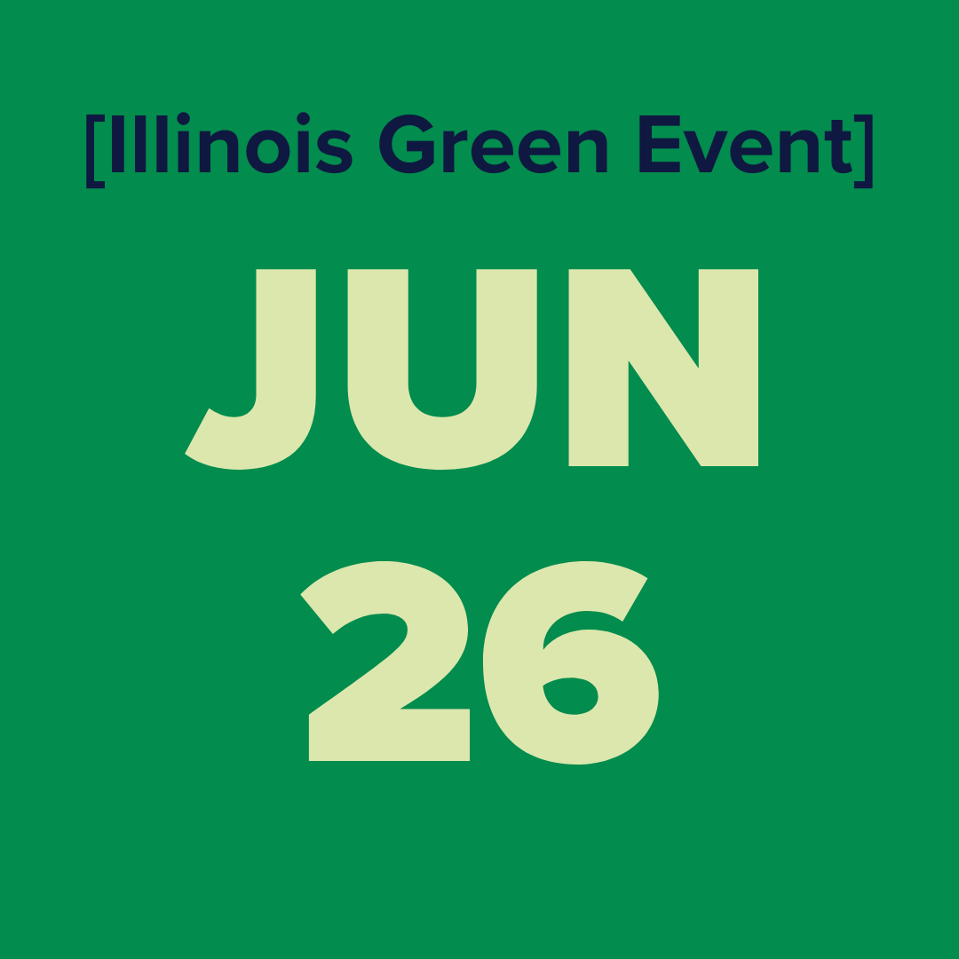 The logo for the illinois green alliance is a green map of illinois.