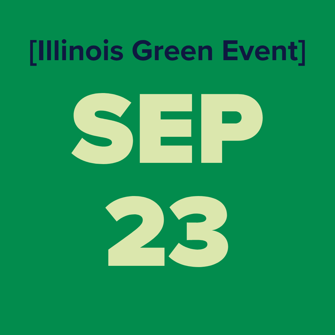 The logo for the illinois green alliance is a green map of illinois.