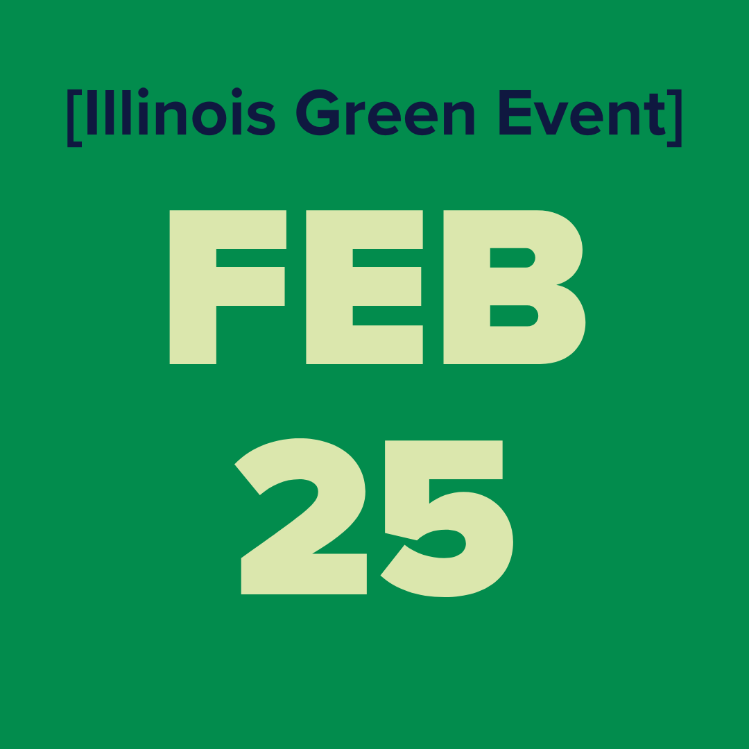 The logo for the illinois green alliance is a green map of illinois.