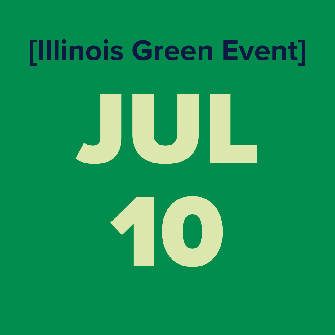 The logo for the illinois green alliance is a green map of illinois.