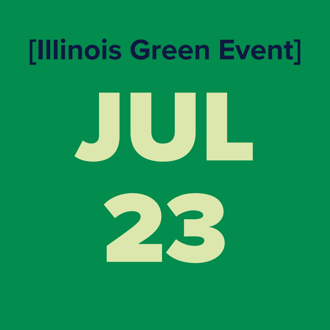 The logo for the illinois green alliance is a green map of illinois.
