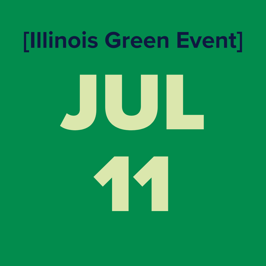 The logo for the illinois green alliance is a green map of illinois.