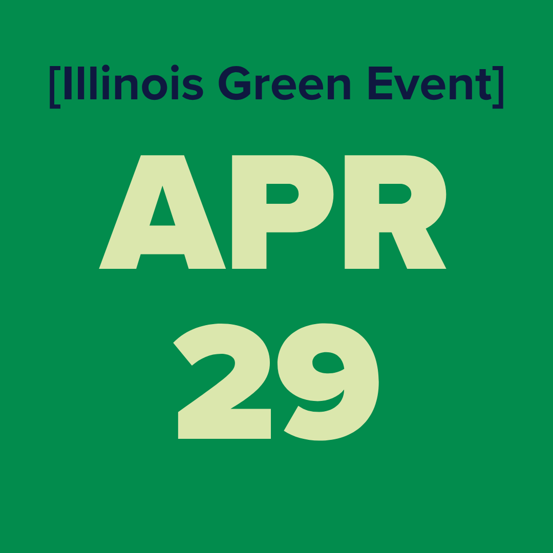 The logo for the illinois green alliance is a green map of illinois.