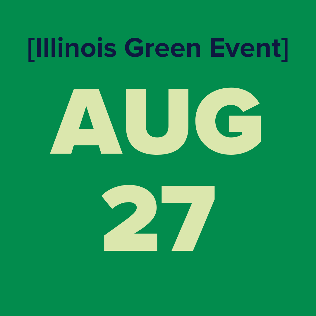 The logo for the illinois green alliance is a green map of illinois.