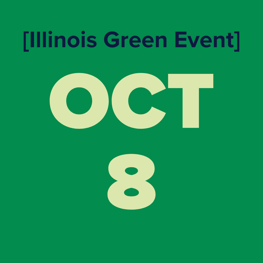The logo for the illinois green alliance is a green map of illinois.