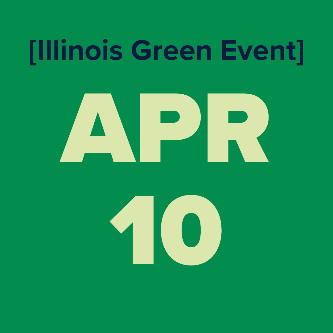 The logo for the illinois green alliance is a green map of illinois.