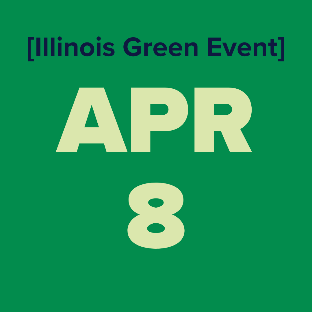 The logo for the illinois green alliance is a green map of illinois.