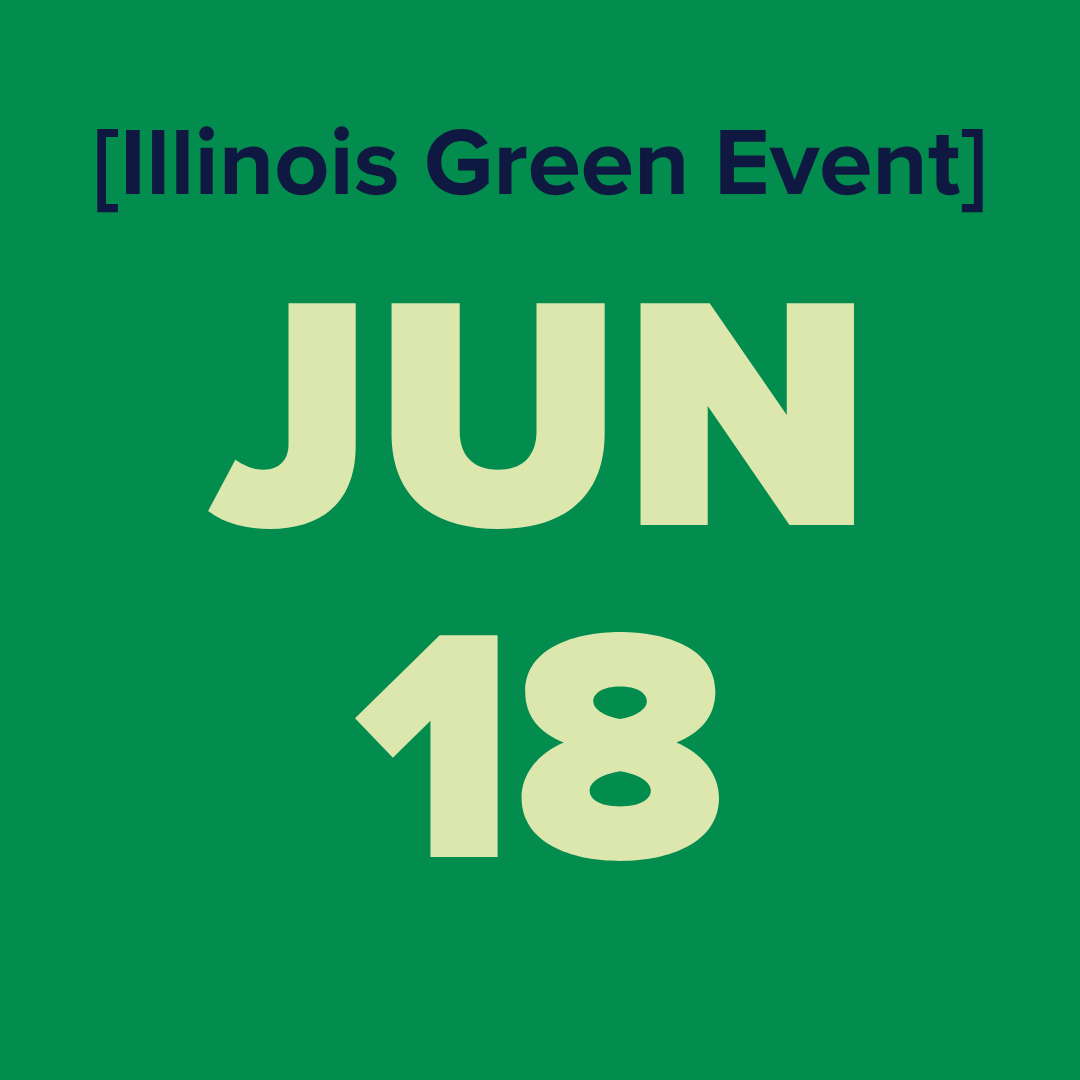 The logo for the illinois green alliance is a green map of illinois.