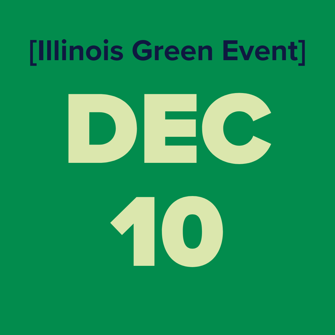 The logo for the illinois green alliance is a green map of illinois.