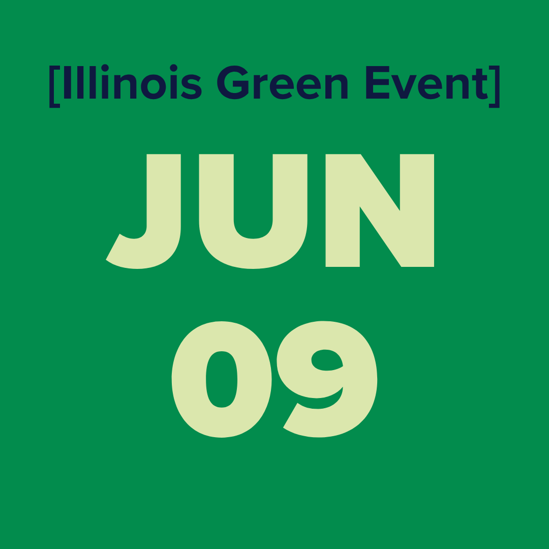 The logo for the illinois green alliance is a green map of illinois.