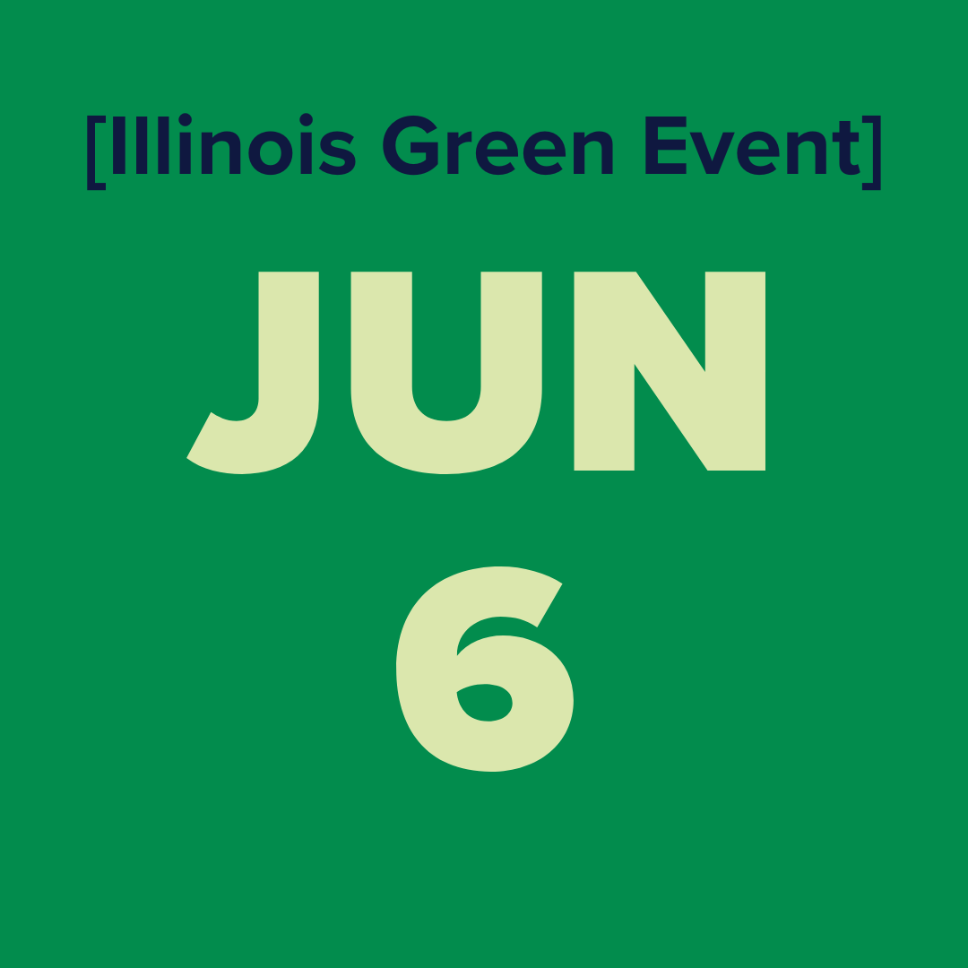 The logo for the illinois green alliance is a green map of illinois.