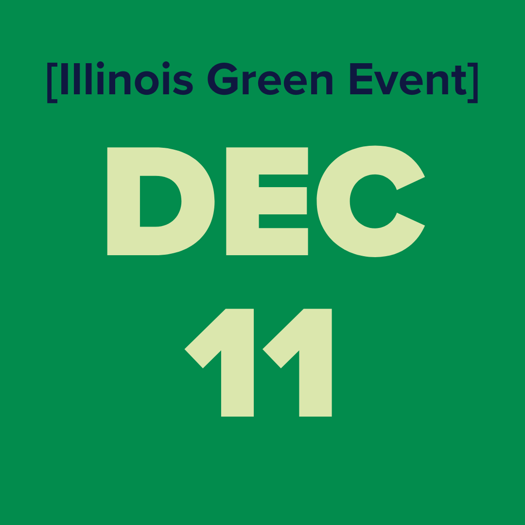 The logo for the illinois green alliance is a green map of illinois.