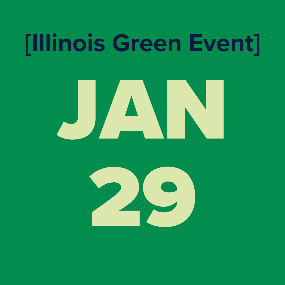 The logo for the illinois green alliance is a green map of illinois.