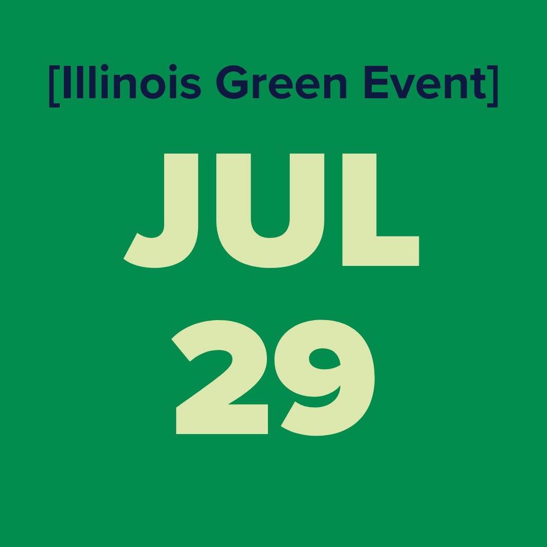 The logo for the illinois green alliance is a green map of illinois.