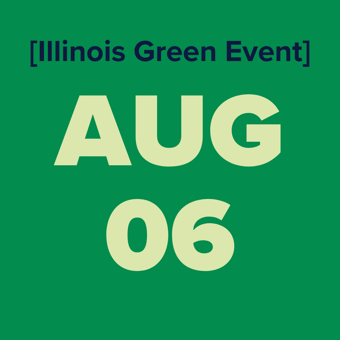 The logo for the illinois green alliance is a green map of illinois.