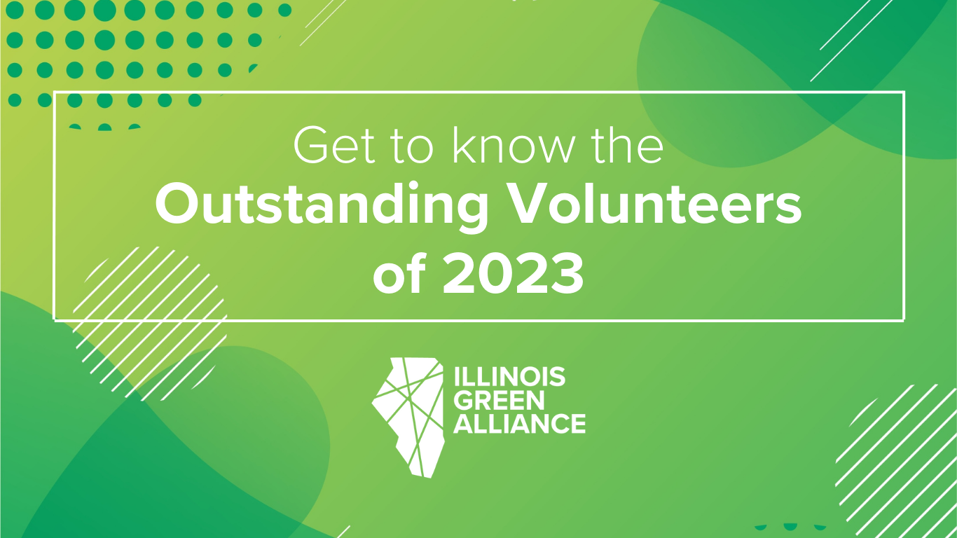 A green background with the words `` get to know the outstanding volunteers of 2023 ''