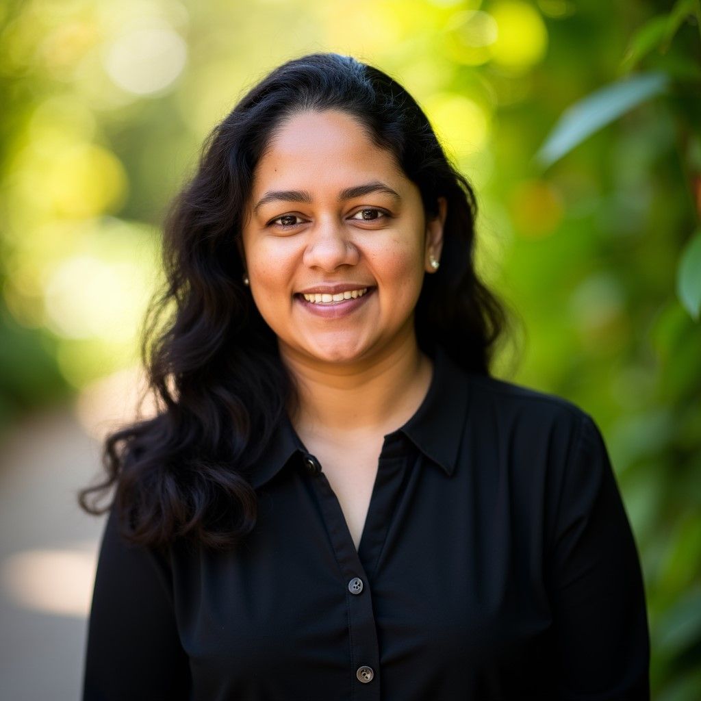 A woman in a sweater is smiling for the camera