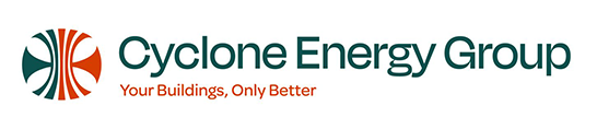 The logo for cyclone energy group says your buildings only better