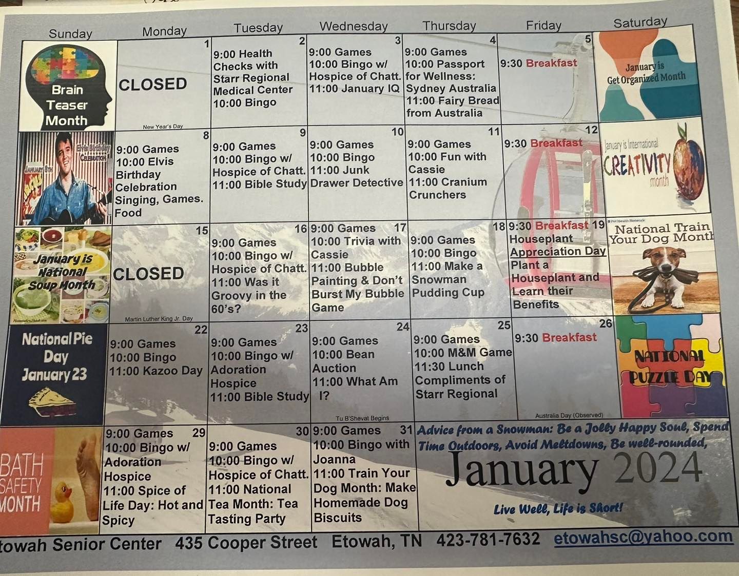 a calendar for january 2024 has a lot of information on it