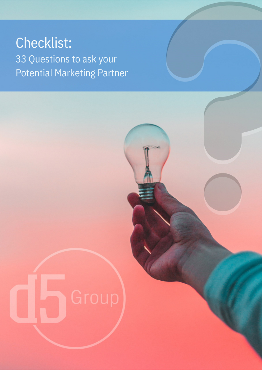 33 Marketing Questions Checklist Cover page by The D5 Group