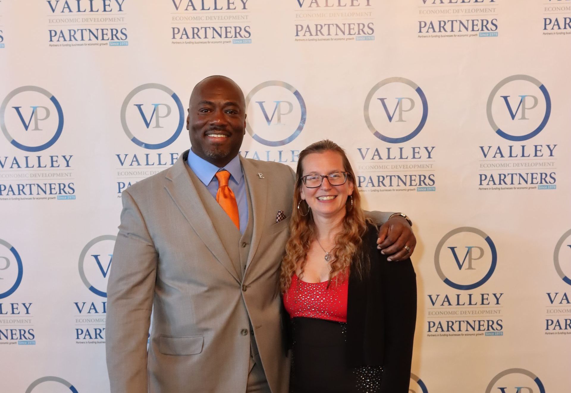 The D5 Group CEO, DeShawn Scott, alongside Valley Partners Executive Director, Teresa Miller, during the Legacy Award's Event